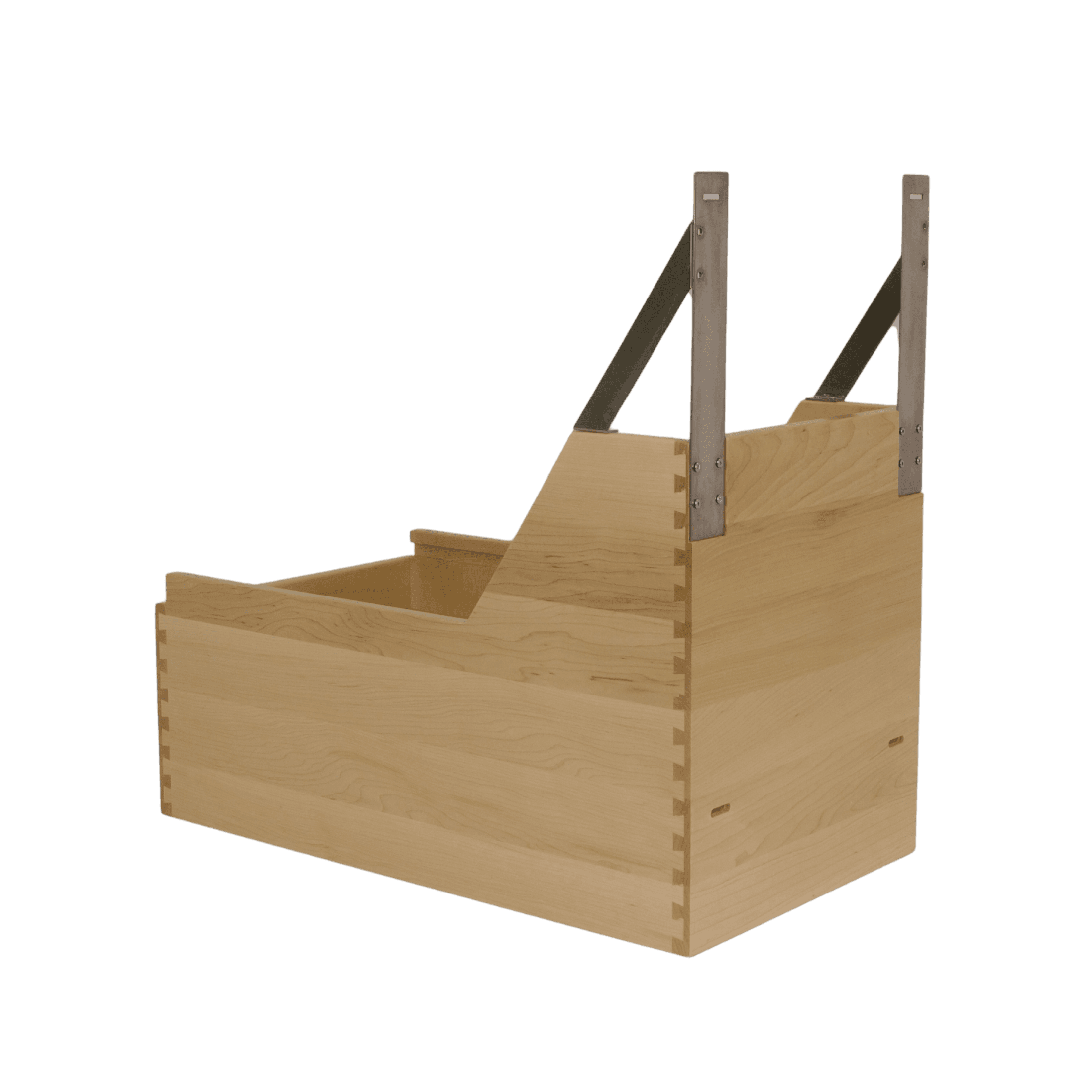 14" garbage pullout frame without bins — showing door-mount hardware