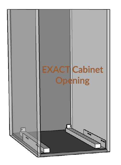 Cabinet opening diagram — exact inside cabinet opening dimensions