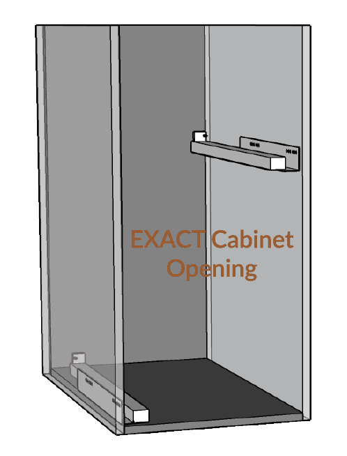 Cabinet opening diagram — exact inside cabinet opening dimensions